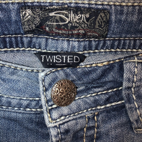Silver Twisted Jeans. Distressed. - Picture 4 of 5